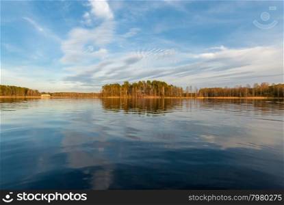 Beautiful autumn landscape on a sunny day at the lake