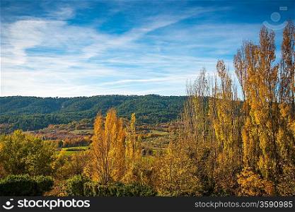 Beautiful autumn landscape view on sunny day