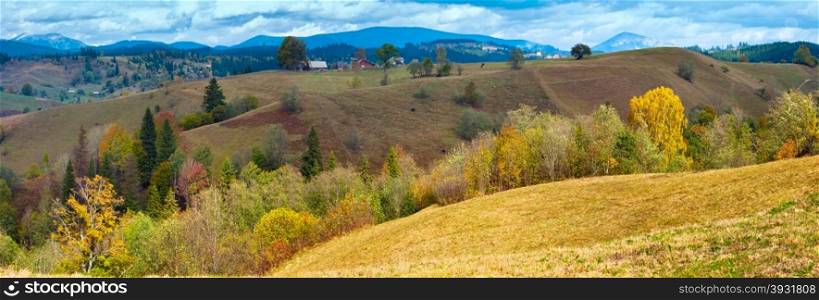 Beautiful autumn mountain country panorama (Carpathian. Ukraine).