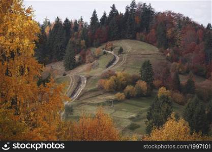 beautiful autumn mountains landscape. Carpathians, Ukraine