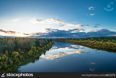 Beautiful autumn scenery in the setting sun.