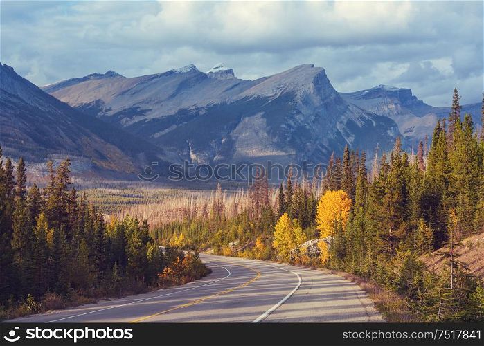 Beautiful autumn season in Canadian mountains. Fall background.
