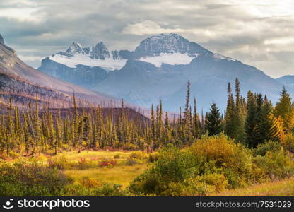 Beautiful autumn season in Canadian mountains. Fall background.