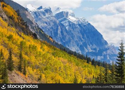 Beautiful autumn season in Canadian mountains. Fall background.