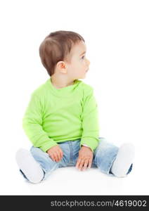 Beautiful baby looking at side isolated on a white background