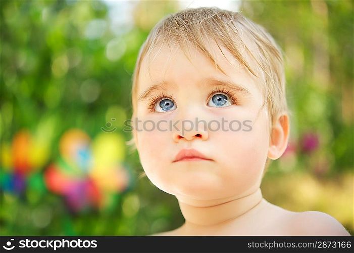 Beautiful baby portrait outdoors