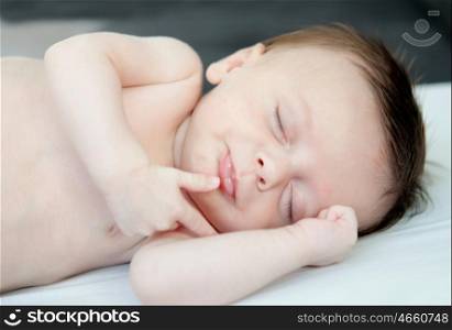 Beautiful baby sleeping the nap in the crib