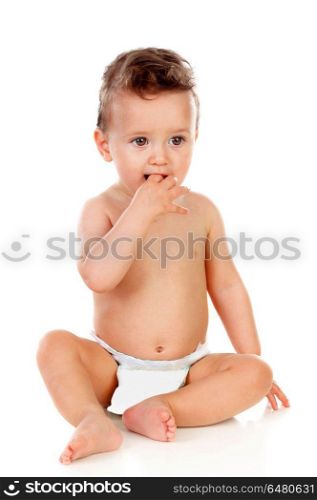 Beautiful baby with a soft skin . Beautiful baby with a soft skin isolated on a white background