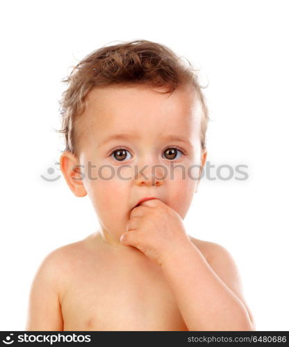 Beautiful baby with a soft skin . Beautiful baby with a soft skin isolated on a white background