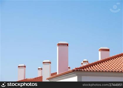 beautiful background building with a lot of chimneys