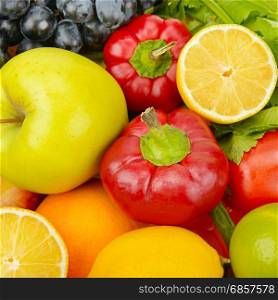 beautiful background of a set of vegetables and fruits