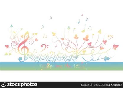 Beautiful background of spring floral and music