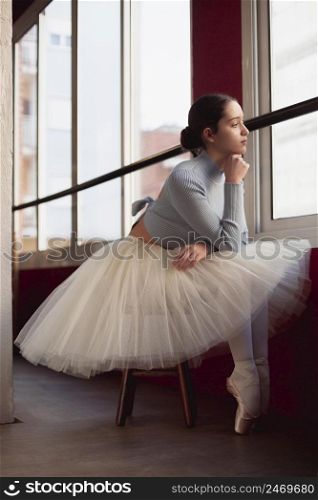 beautiful ballerina tutu skirt posing window