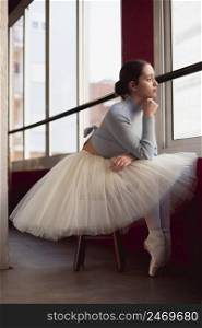 beautiful ballerina tutu skirt posing window