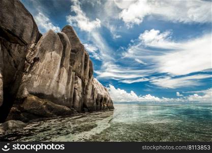 Beautiful beach Anse Source D’argent in La Digue, Seychelles