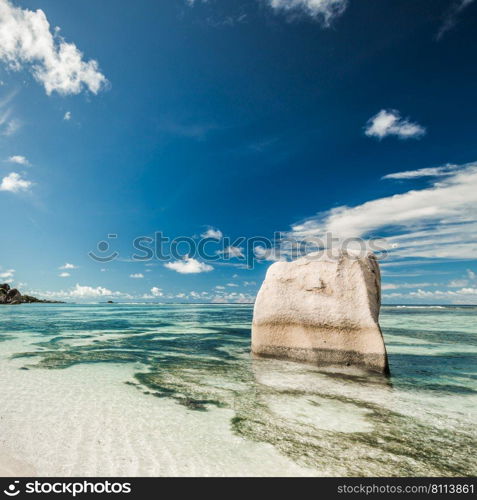 Beautiful beach Anse Source D’argent in La Digue, Seychelles