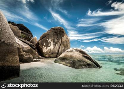 Beautiful beach Anse Source D&rsquo;argent in Praslin, Seychelles