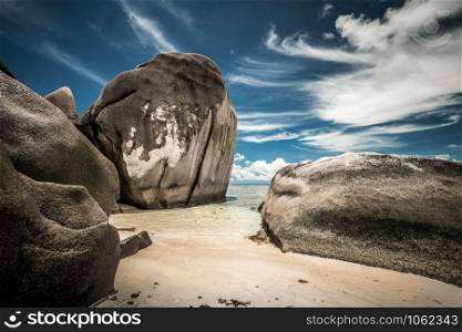 Beautiful beach Anse Source D&rsquo;argent in Praslin, Seychelles
