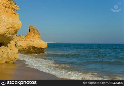 beautiful beach at Albufeira, Algarve, the south of portugal. Olhos de Agua