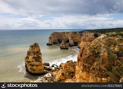 beautiful beach at algarve, the south of portugal