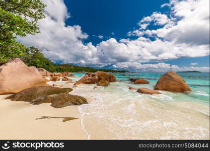 Beautiful beach at Seychelles, Praslin, Anse Lazio