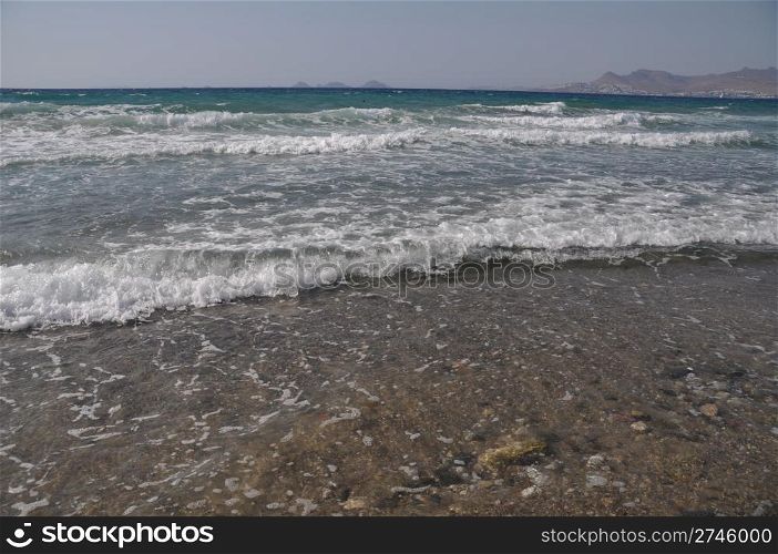 beautiful beach in Kos, Greece (Turkey on the background)