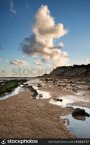 Beautiful beach landscape late Sumer evening