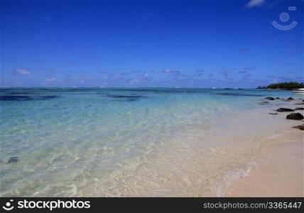Beautiful beach,ocean and sky on Mauritius