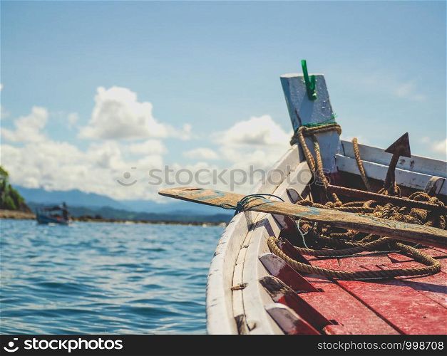 Beautiful beach of Ngapali with fisherman boat