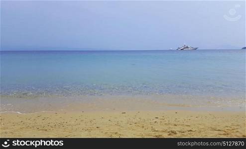 Beautiful beach on Skiathos island in Greece, summer day in June