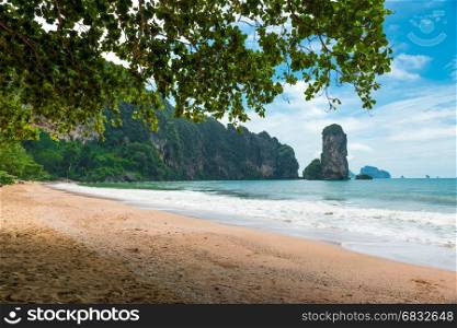 Beautiful beach overlooking the cliffs and the Andaman Sea, Thailand