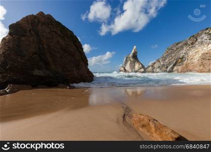 Beautiful beach Praia da Ursa at sunny day, Portugal