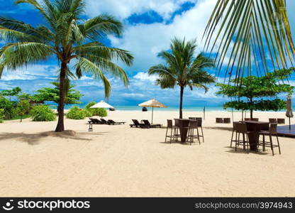 Beautiful beach. Summer holiday and vacation concept background. Tourism and travel