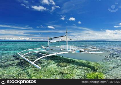Beautiful beach with boat at Balicasag island, Philippines