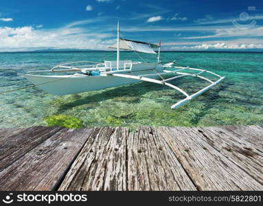 Beautiful beach with boat at Balicasag island, Philippines