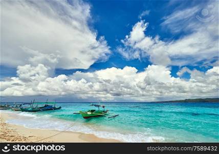 Beautiful beach with boat at Balicasag island, Philippines