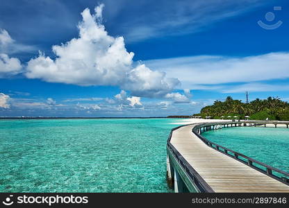 Beautiful beach with jetty at Maldives