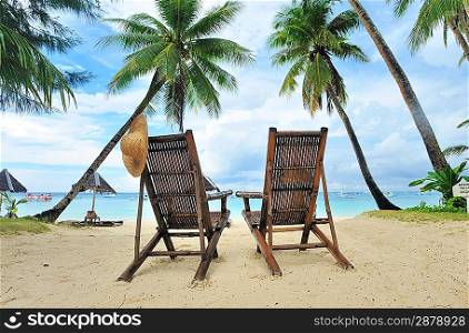 Beautiful beach with palm trees at Philippines