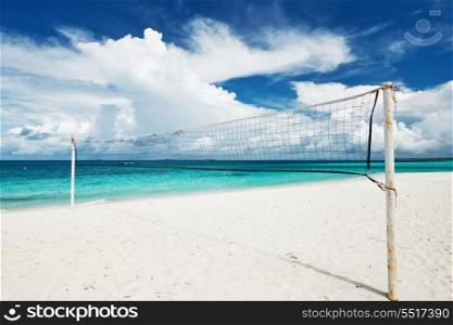 Beautiful beach with Volleyball Net at Maldives