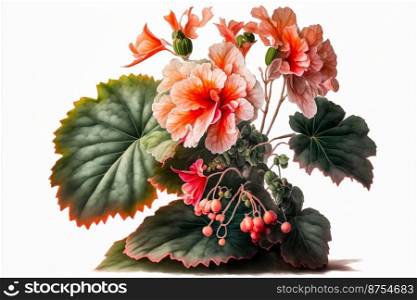 Beautiful Begonia flowers on a white background