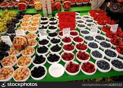 Beautiful berry&rsquo;s of any kind on a farmers market in Ottawa, Canada.