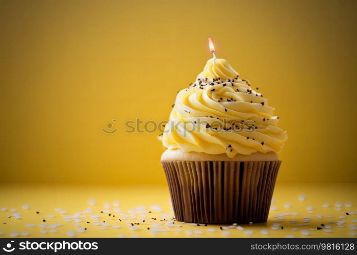 Beautiful birthday cupcake. illustrations AI Generative 