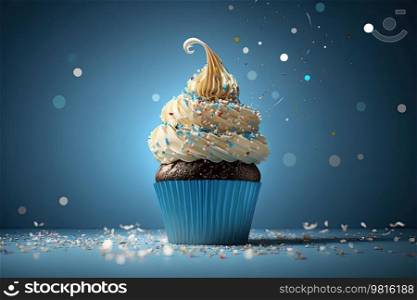 Beautiful birthday cupcake. illustrations AI Generative 