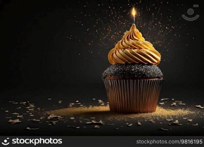 Beautiful birthday cupcake. illustrations AI Generative 
