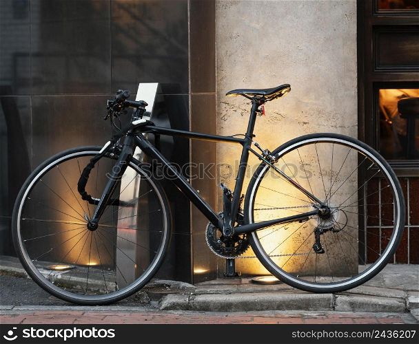 beautiful black bicycle with golden detail