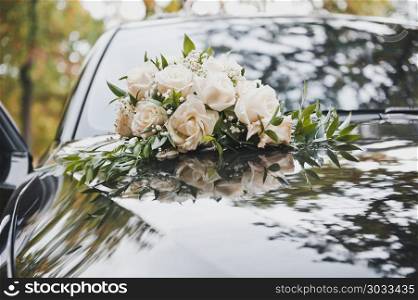 Beautiful black car.. The car with flowers 2369.. The car with flowers 2369.