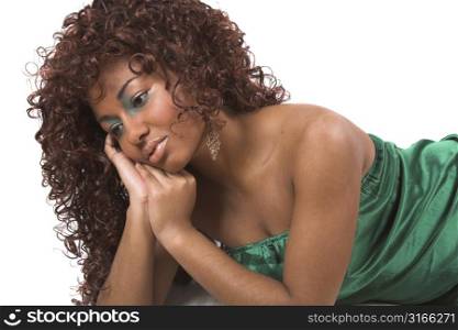 beautiful black woman in contemplative mood