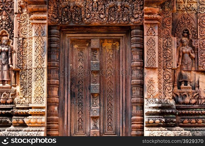 Beautiful blind stone door at Banteay Srei. Beautiful blind stone door at Banteay Srei Angkor Wat
