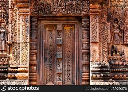 Beautiful blind stone door at Banteay Srei. Beautiful blind stone door at Banteay Srei Angkor Wat