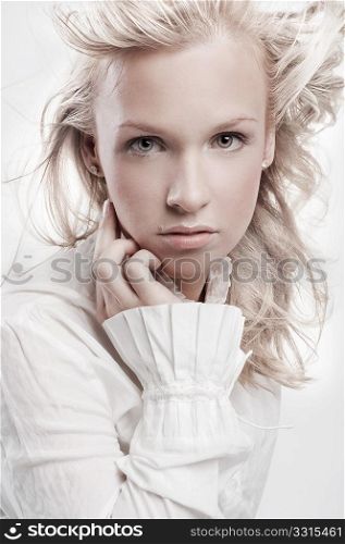Beautiful blond woman with fashion hairstyle